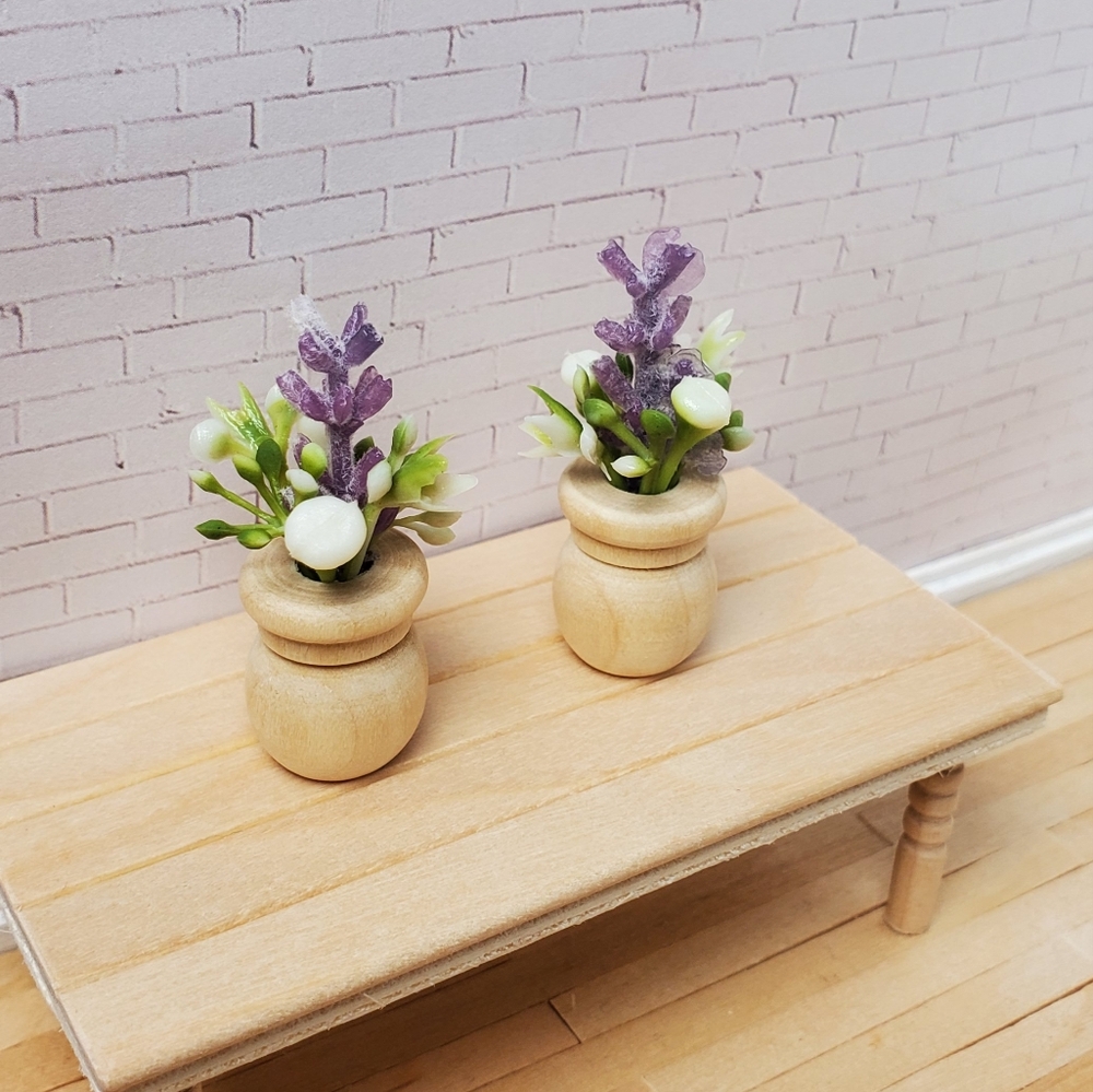 Miniature Dollhouse 1:12 Scale Lavender Vase Set Maileg